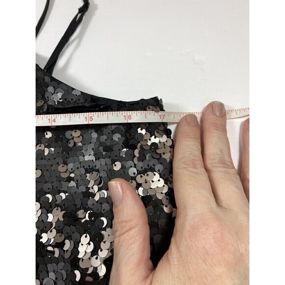 1.State Moody Hues Sequin Camisole Black Gold Size Small Ombre Adjustable Straps - Picture 9 of 13